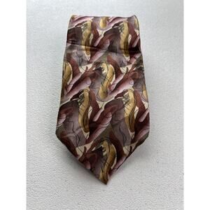 J. Garcia Mauve and Brown Abstract Pattern 100% Silk Designer Tie